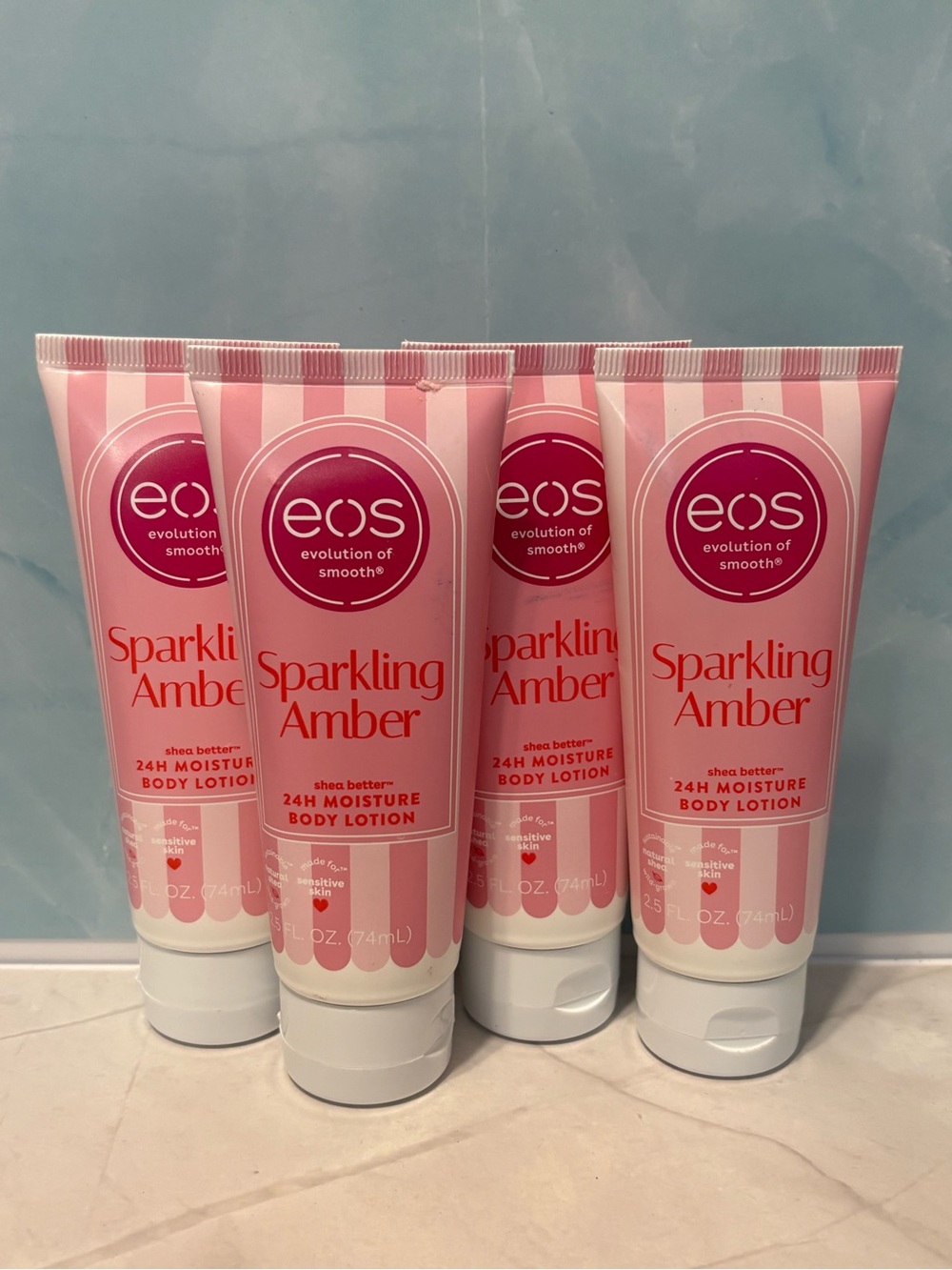 eos Sparkling Amber 24H Moisture Body Lotion - Lot of 4